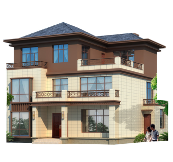 三层新中式农村自建房经济型仿古别墅图纸，新款别墅图纸下载