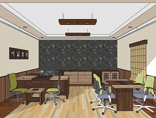 办公室草图大师模型，办公室sketchup模型下载
