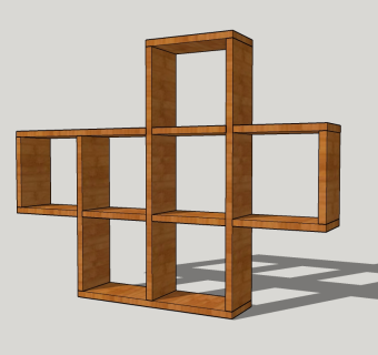 现代实木置物架草图大师模型，置物架sketchup模型下载