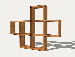 现代实木置物架草图大师模型，置物架sketchup模型下载