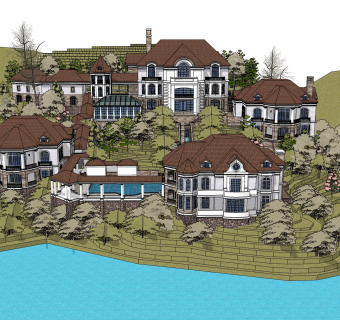 欧式别墅su模型，别墅sketchup模型下载