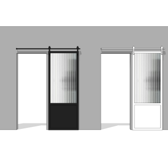 推拉门长虹玻璃谷仓门极简谷仓门su模型下载