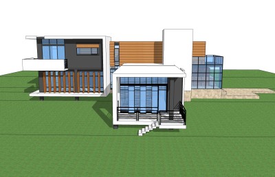 现代风格别墅草图大师模型下载，别墅SKP模型下载