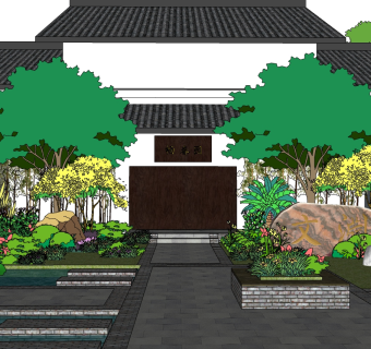 中式别墅su模型下载、中式别墅草图大师模型下载