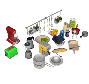 厨房设备设施草图大师模型，厨房设备SU模型下载