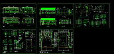 中学操场与食堂建施工图，中学操场与食堂cad设计图纸下载