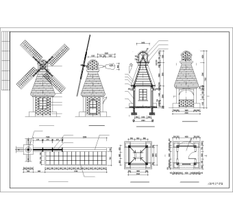 风车售卖亭施工大样详图施工图纸免费下载