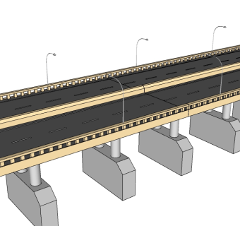 现代公路桥草图大师模型，公路桥su模型下载