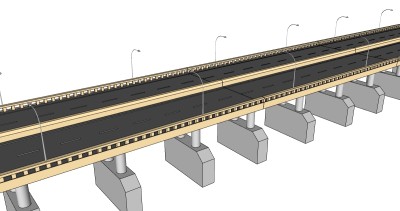 现代公路桥草图大师模型，公路桥su模型下载