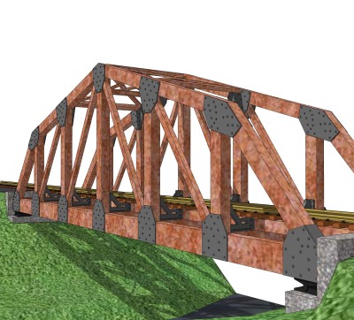 铁路桥草图大师模型设计下载，sketchup铁路桥su模型分享