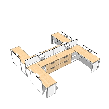 现代隔断办工桌草图大师模型，办工桌sketchup模型下载