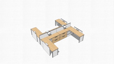 现代隔断办工桌草图大师模型，办工桌sketchup模型下载