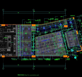 某日式风格拉面快餐店设计施工图，快餐店cad设计图纸下载