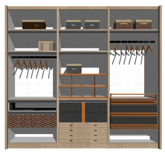 现代衣柜sketchup模型，衣柜草图大师模型下载