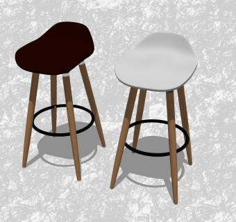 现代创意小座椅su模型，背靠椅草图大师模型下载