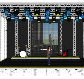现代舞台草图大师模型，舞台SU模型下载