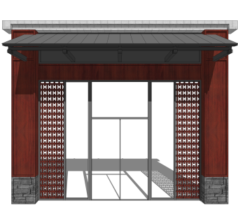 中式门 草图大师模型，中式门SU模型下载