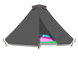 现代简约户外帐篷skb文件，帐篷skp模型下载