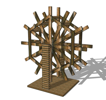 现代水车草图大师模型，水车sketchup模型下载