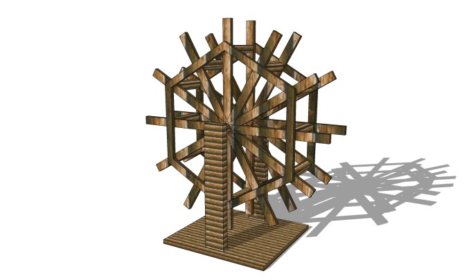 现代水车草图大师模型，水车sketchup模型下载