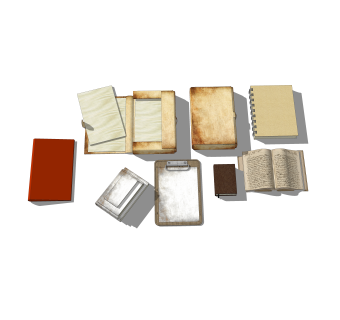 工业风书籍组合草图大师模型，书籍su模型下载