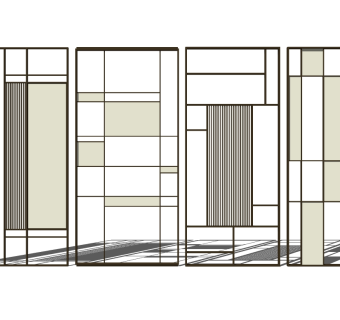 现代屏风隔断组合草图大师模型，屏风隔断sketchup模型skp文件分享