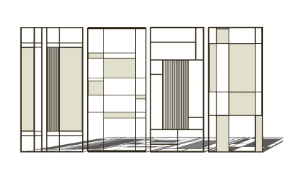 现代屏风隔断组合草图大师模型，屏风隔断sketchup模型skp文件分享