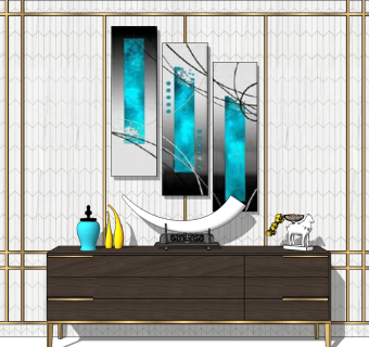 现代轻奢电视柜草图大师模型，电视柜su模型下载