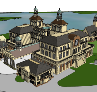 欧式豪华酒店草图大师模型下载、欧式豪华酒店su模型下载