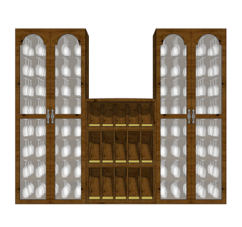 现代酒柜酒架草图大师模型，酒柜su模型下载