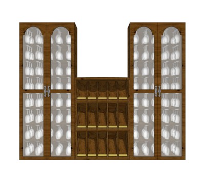 现代酒柜酒架草图大师模型，酒柜su模型下载