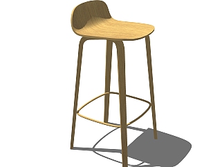 现代实木吧凳草图大师模型，吧凳sketchup模型下载