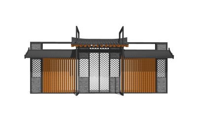 中式大门入口草图大师模型，大门入口sketchup模型免费下载