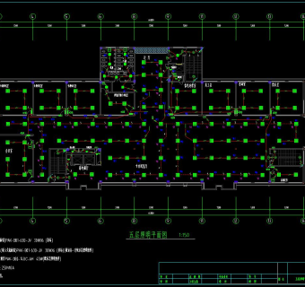 五层图书馆电气施工施工图CAD图纸