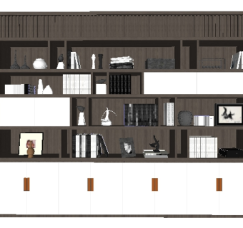现代书柜组合草图大师模型，柜子sketchup模型下载