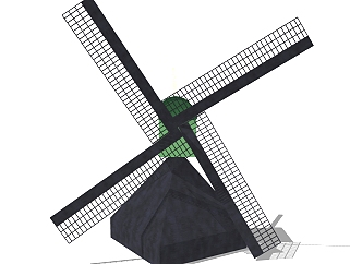 现代大型风车sketchup模型，风车skb文件下载