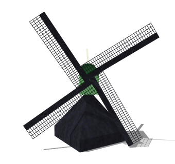 现代大型风车sketchup模型，风车skb文件下载