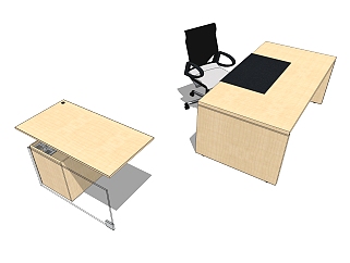 现代办公桌su模型，办工桌sketchup模型下载