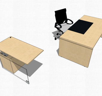现代办公桌su模型，办工桌sketchup模型下载