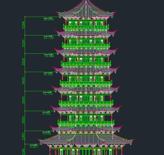 古塔宝塔设计全套cad施工图，古塔宝塔建筑图纸下载