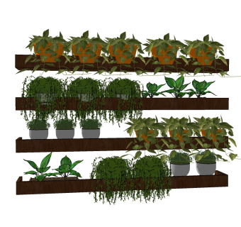 植物盆栽sketchup模型，盆栽skp模型下载