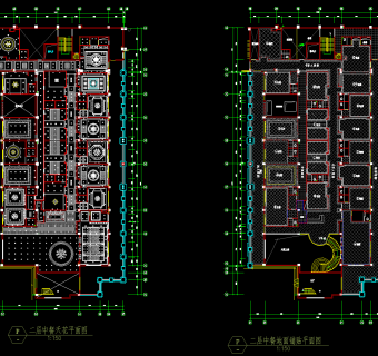 酒店中餐厅装修图，餐厅CAD建筑设计图纸下载
