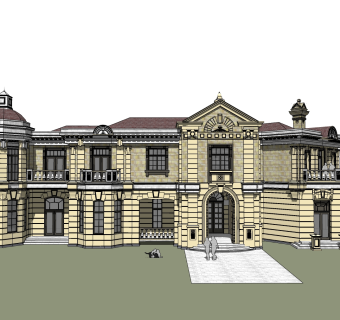欧式别墅外观草图大师模型，别墅外观sketchup模型免费下载