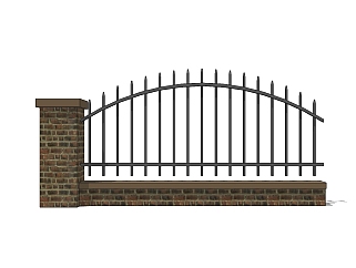 现代围墙栏杆su模型下载、围墙栏杆草图大师模型下载