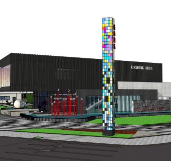 现代售楼处建筑方案草图大师模型，售楼部建筑sketchup模型免费下载