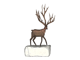 现代景观麋鹿草图大师模型skp模型，景观麋鹿sketchup模型skp文件下载