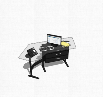 现代老板桌sketchup模型，老板桌su模型下载