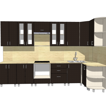 现代橱柜草图大师模型，L形橱柜sketchup模型