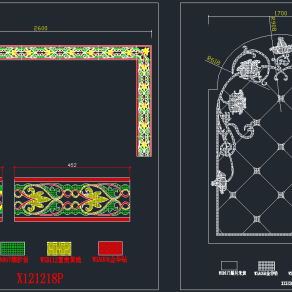 大理石水刀拼花图案CAD素材图库，拼花CAD建筑图纸下载