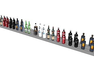 现代酒水组合su模型，饮料sketchup模型